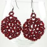 Dark Wine Beaded Earrings D..