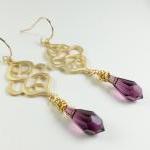 Amethyst Gold Earrings - Pu..