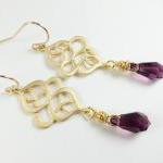 Amethyst Gold Earrings - Pu..