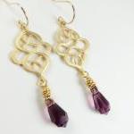 Amethyst Gold Earrings - Pu..