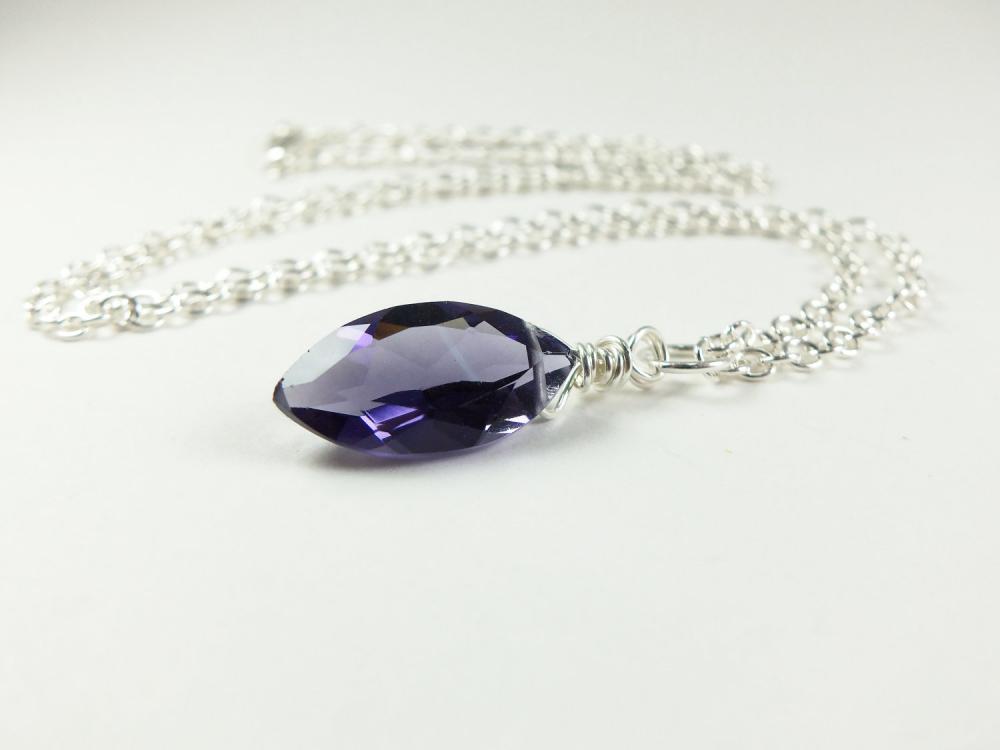 Royal Purple Quartz Necklace - Gemstone Jewelry - Royal Purple Necklace - Royal Purple Jewelry - Sterling Silver