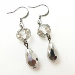 Silver Teardrop Earrings - Dark Silver - Gun Metal - Classic Earrings - Evening Formal