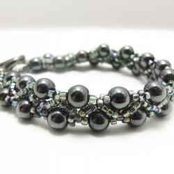 Hematite Bracelet - Beaded Jewelry - Beaded Bracelet - Grey Jewelry - 7 1/4 inches - Gray