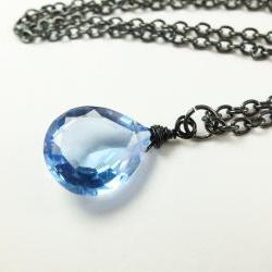 Tanzanite Blue Necklace - Quartz Jewelry - Dark Silver Jewelry - Quartz Necklace - Gemstone Jewelry
